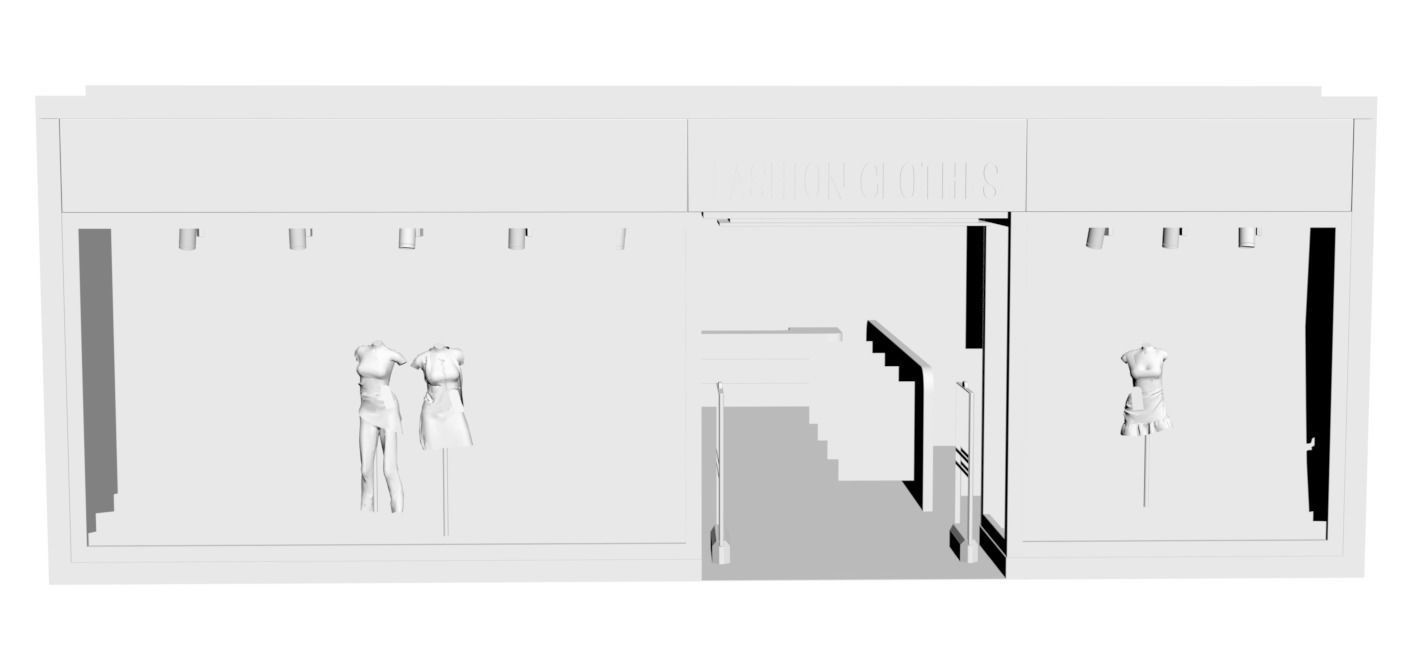 Store window with winter arrangement  3D model_1