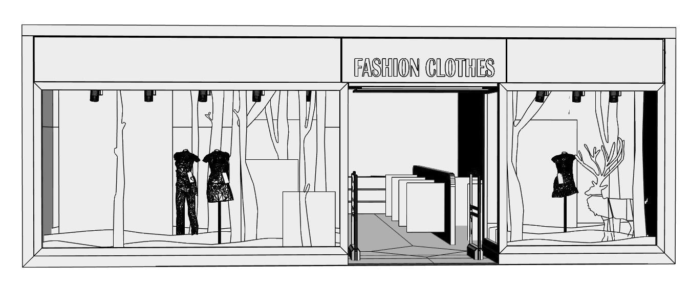 Store window with winter arrangement  3D model_4