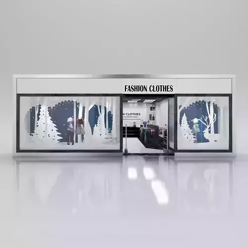 Store window with winter arrangement 