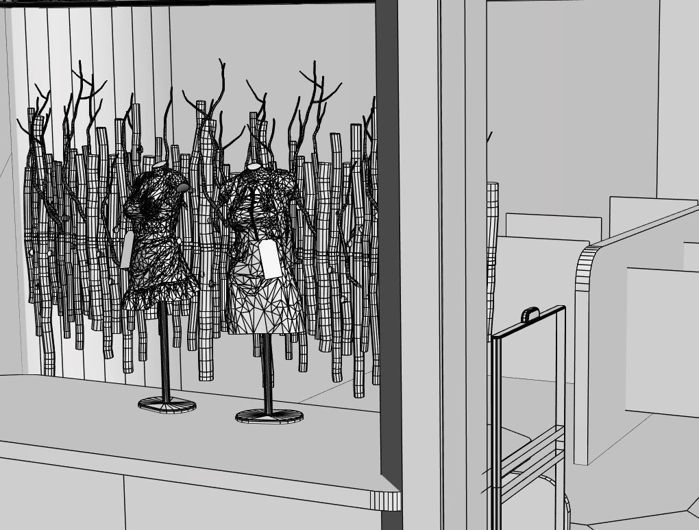 Shop windows in green color 3D model_5