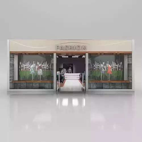 Shop windows in green color 3D model