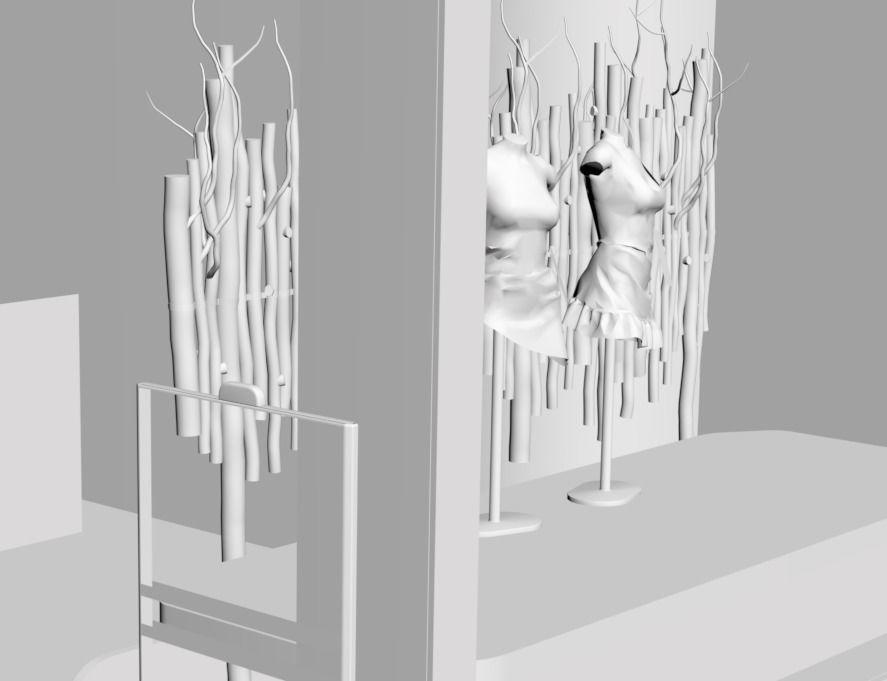 Shop windows in green color 3D model_3