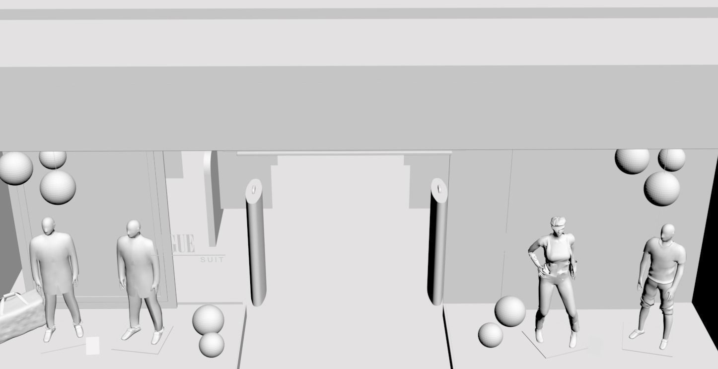 Shop window with low poly interior 3D model_1