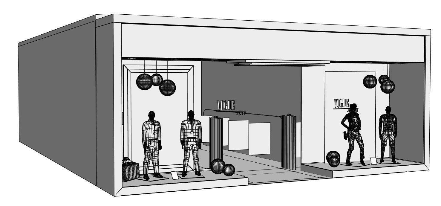 Shop window with low poly interior 3D model_6