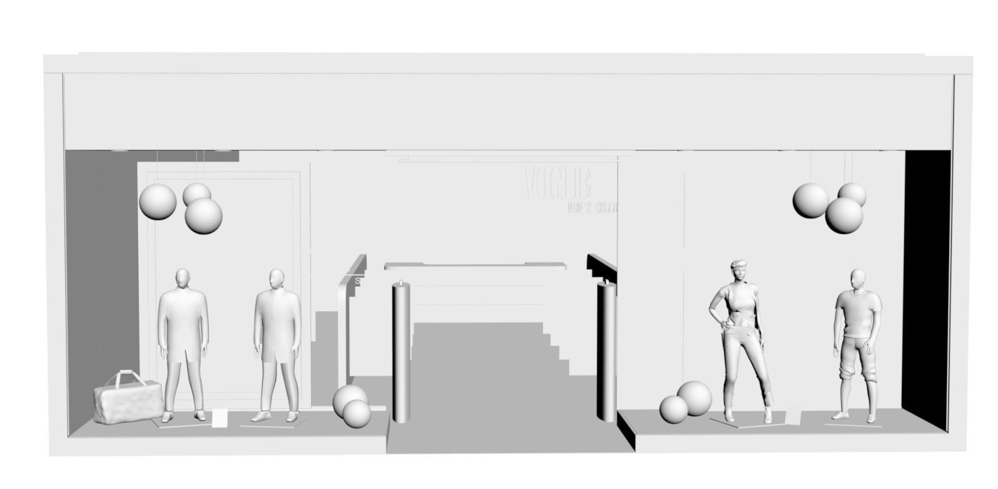 Shop window with low poly interior 3D model_3