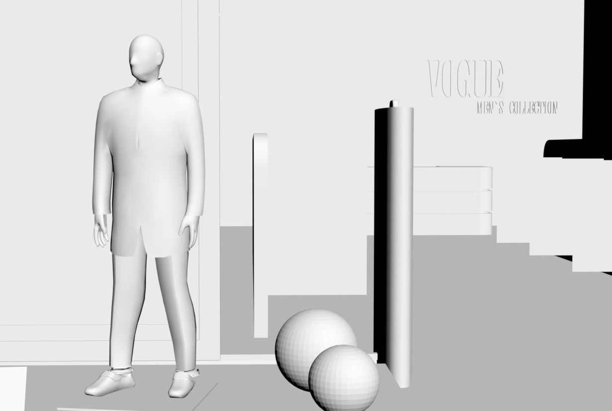 Shop window with low poly interior 3D model_2