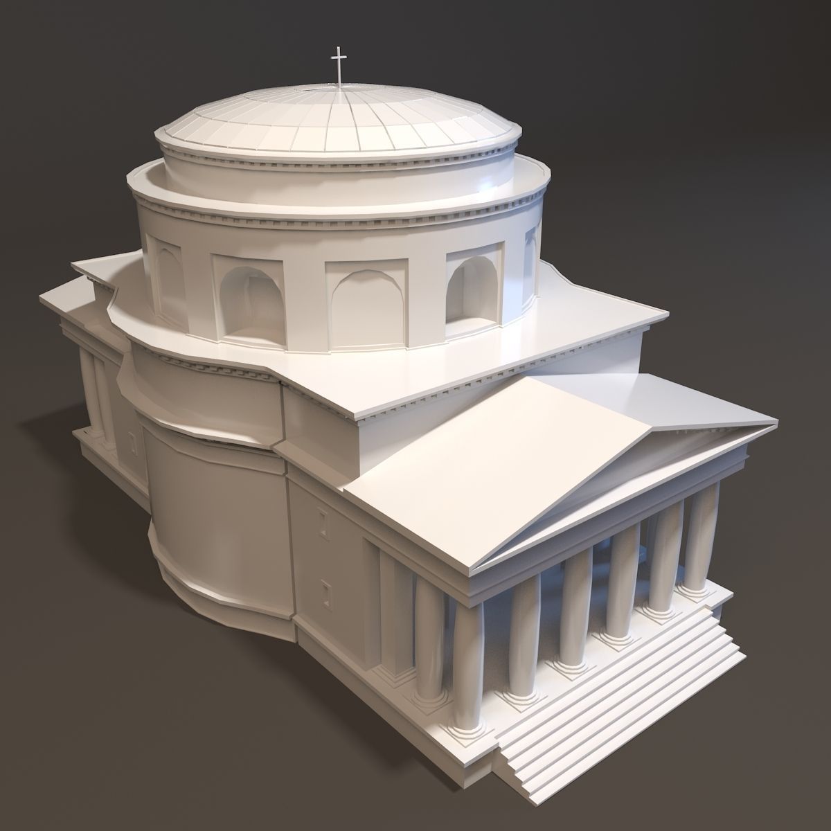Neoclassical st Alexander Church Miniature 3D print model_2