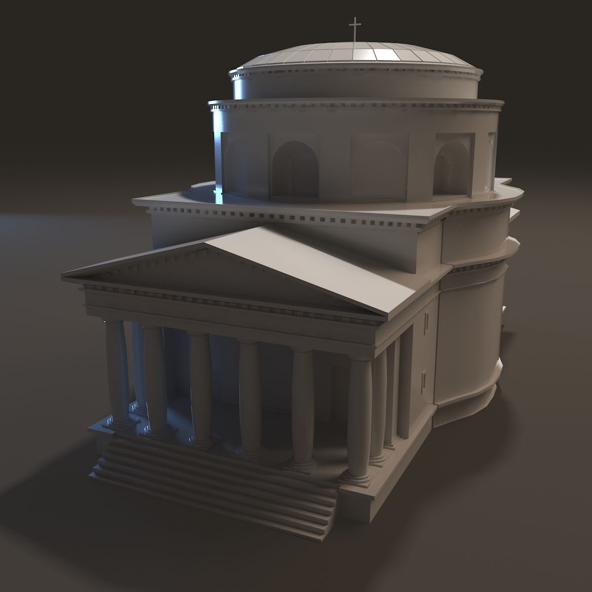 Neoclassical st Alexander Church Miniature 3D print model_3