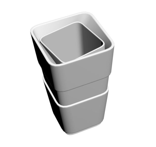 Long bench with matched trash bin 3D model_3