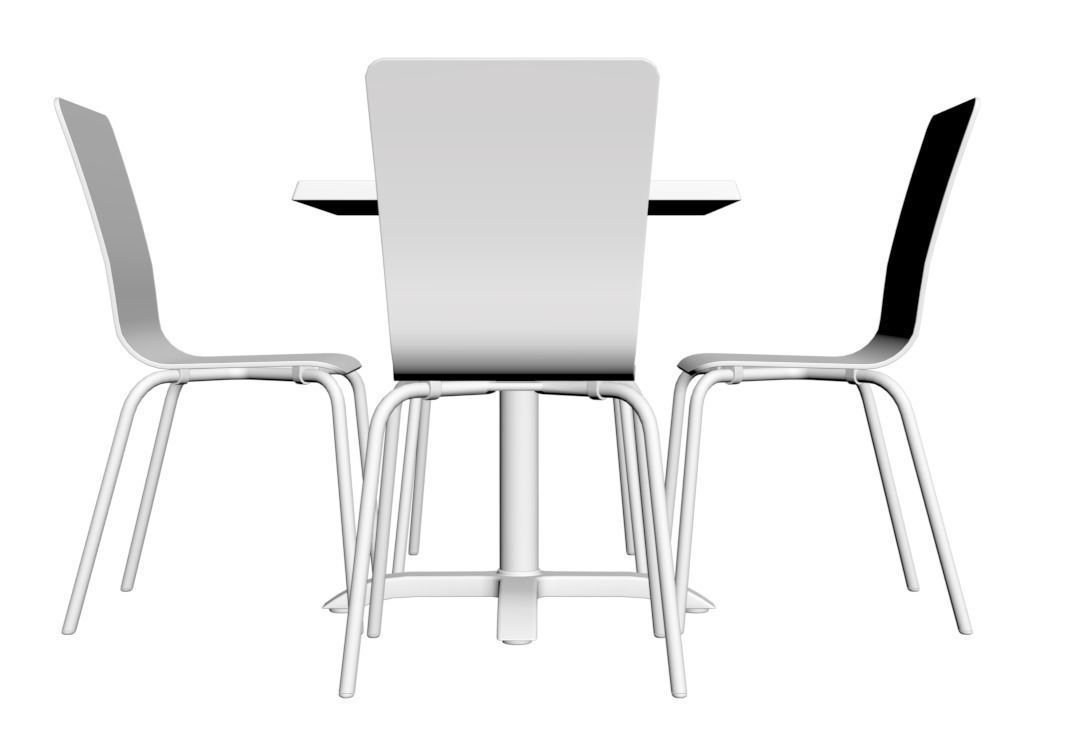 Very classic chairs set with table 3D model_2