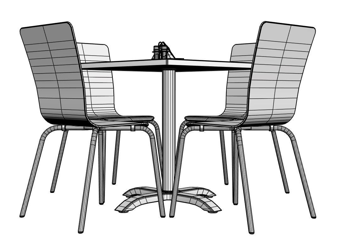 Very classic chairs set with table 3D model_6
