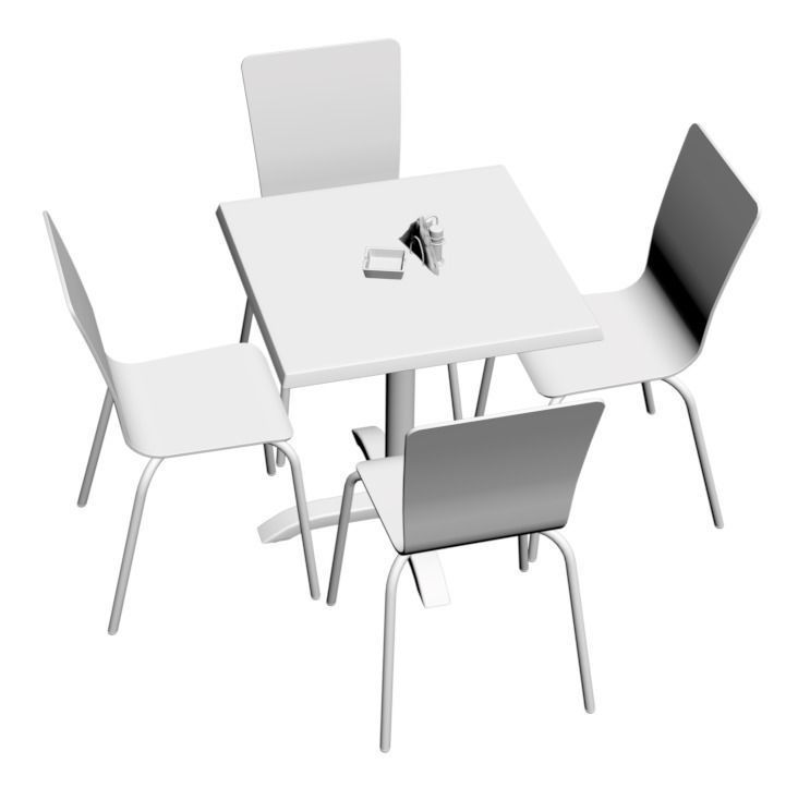 Very classic chairs set with table 3D model_1