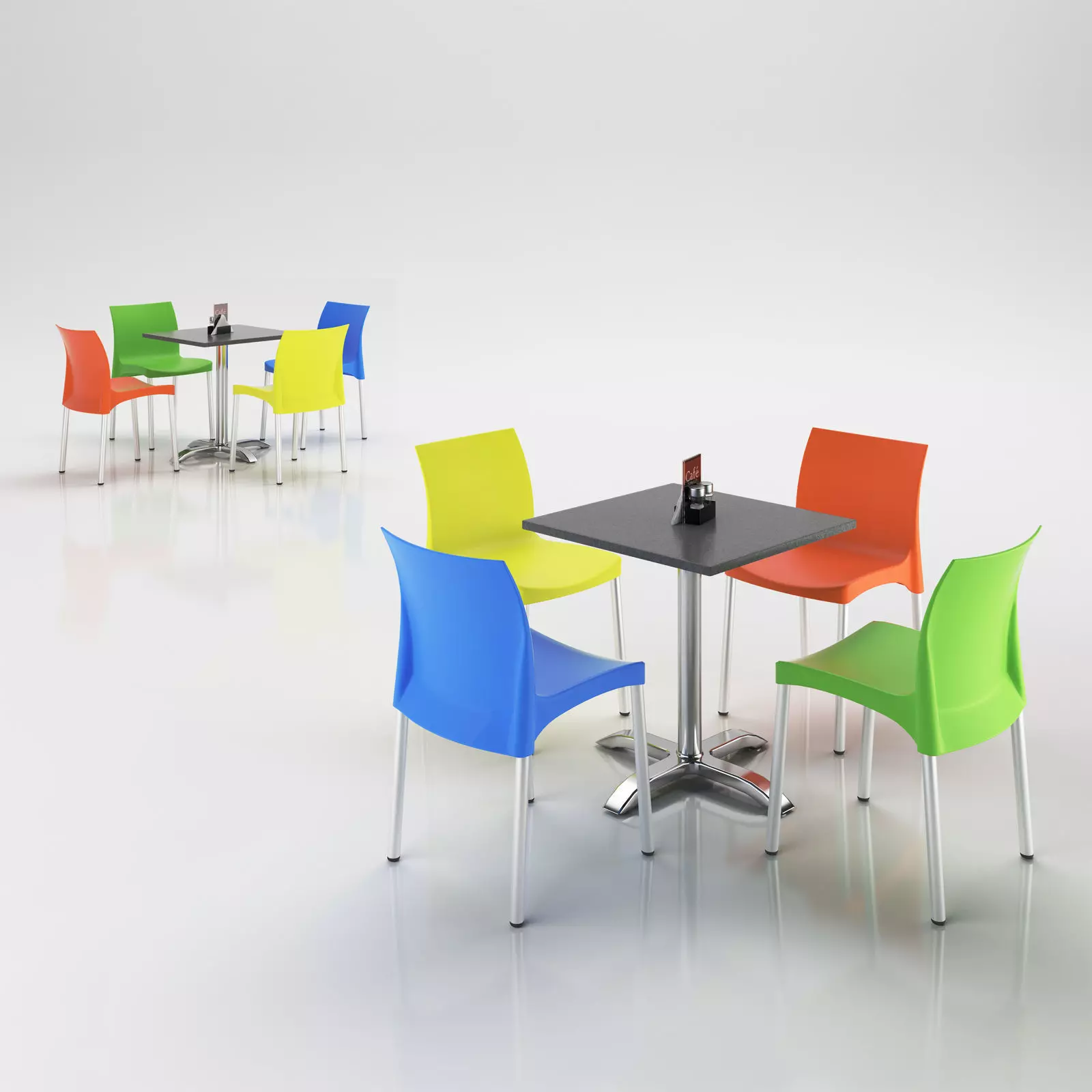 Plastic chairs set 3D model
