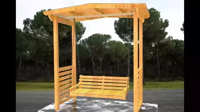 GARDEN WOOD SWING BENCH 3D print model