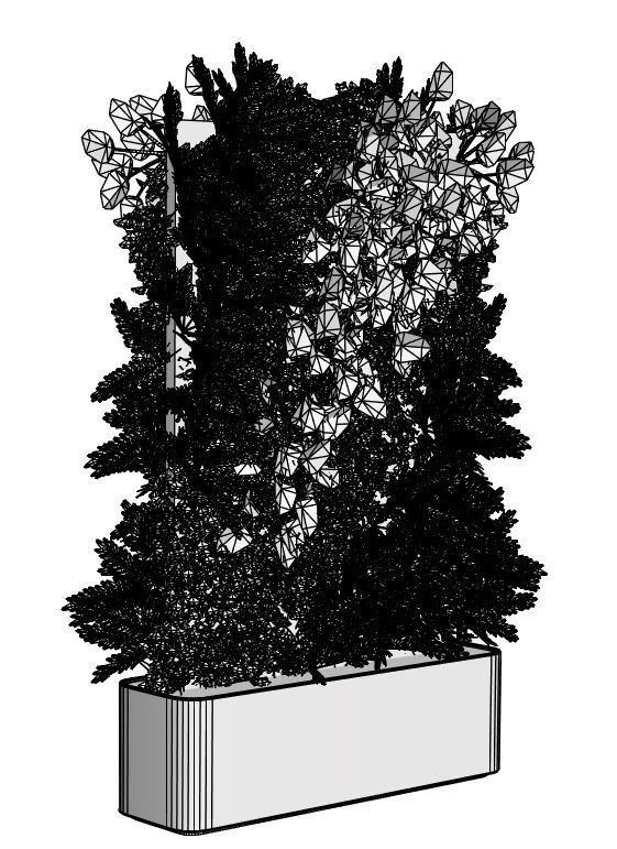 Green wall in pot 3D model_4