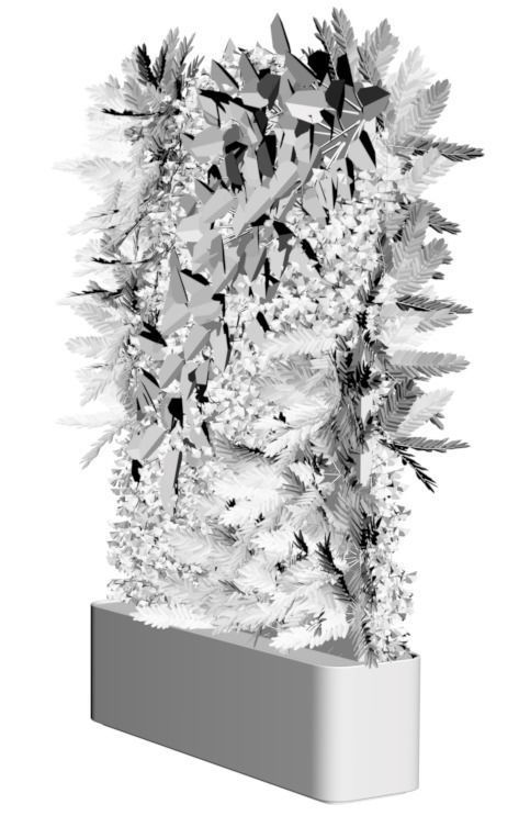 Green wall in pot 3D model_1