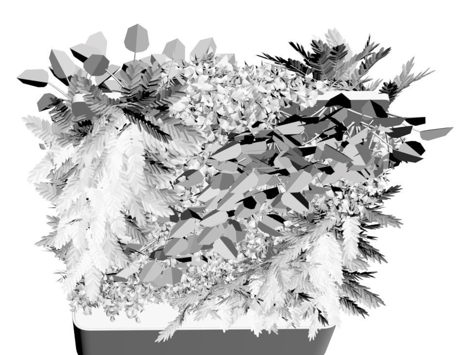 Green wall in pot 3D model_3