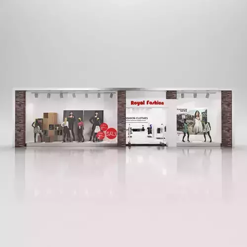 Shop window with fashion clothes 3D model