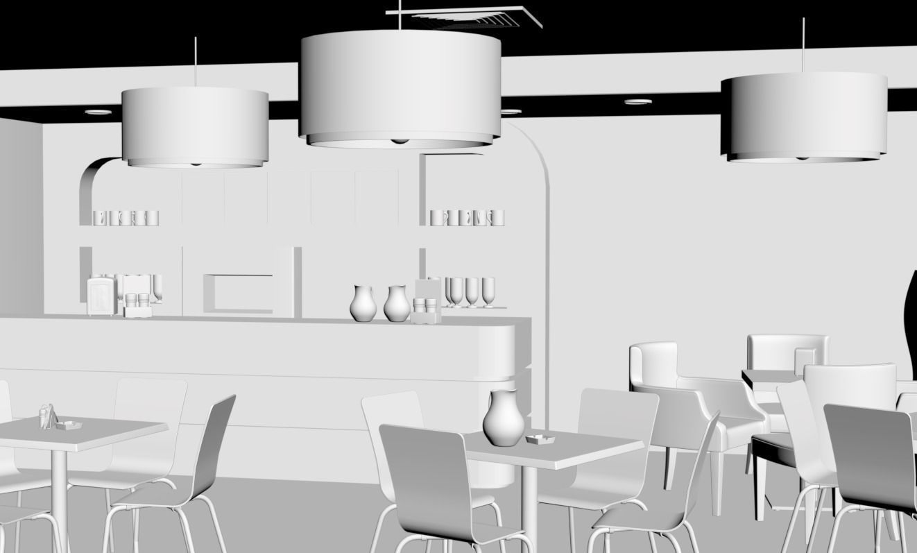 Classic coffee shop 3D model_2