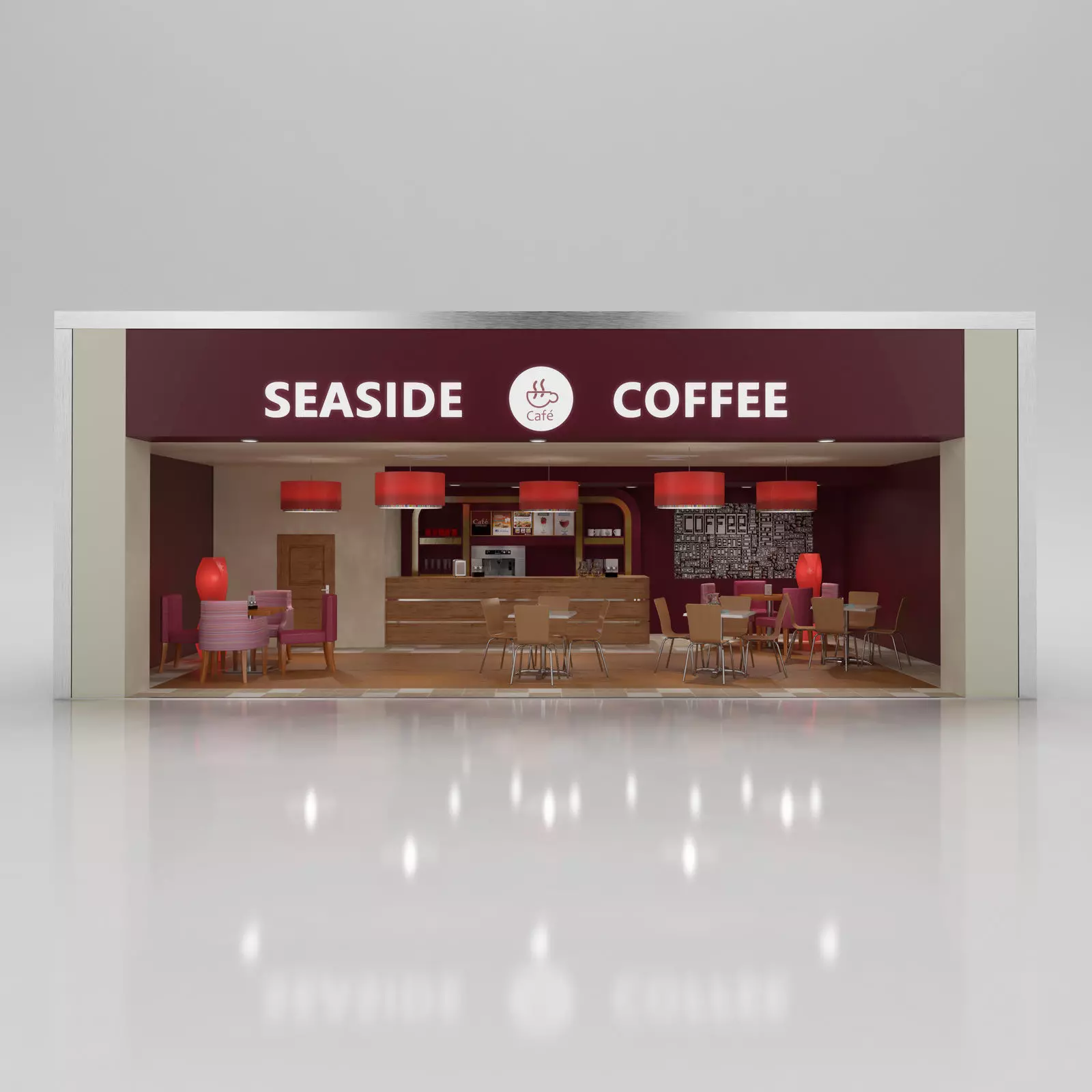Classic coffee shop 3D model_0