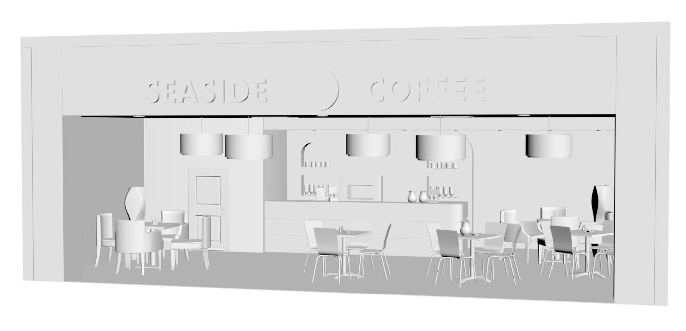 Classic coffee shop 3D model_1