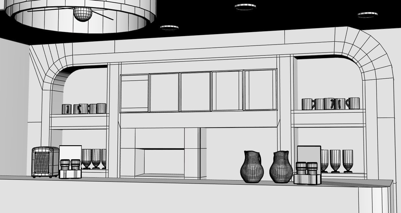 Classic coffee shop 3D model_6
