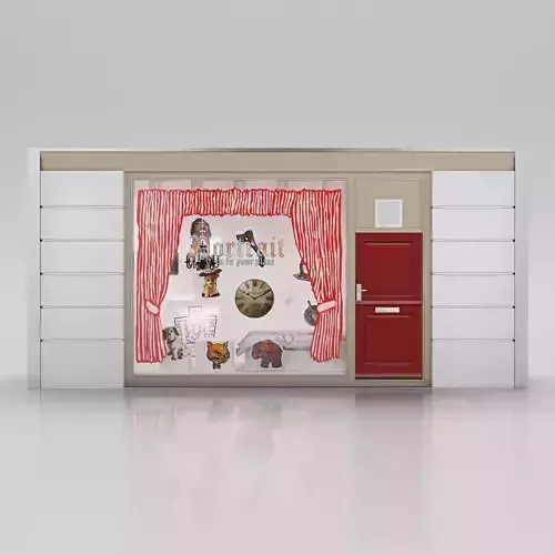 Shop window with painted pictures  3D model