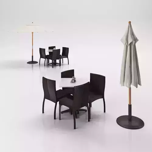 Chairs set with table and outdoor umbrella