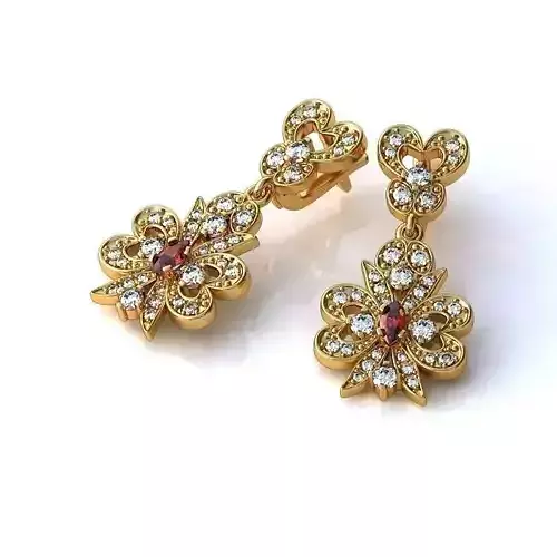 Jewelry Set gold ring with diamonds and rubies