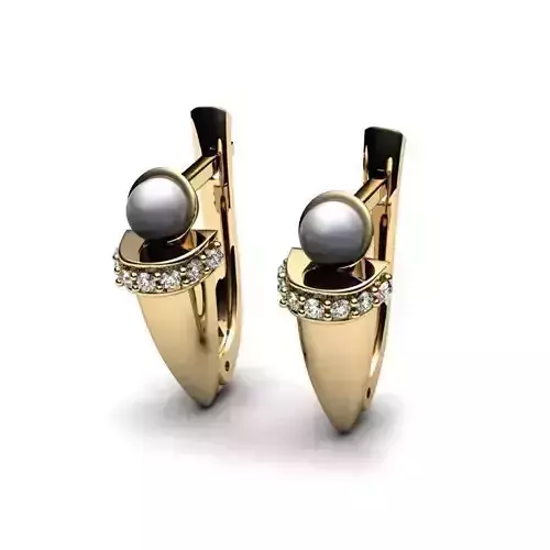 Jewelry Set gold ring with pearl and diamonds