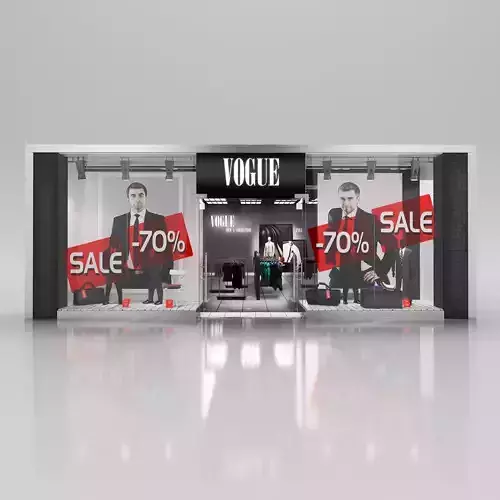 Shop window with low poly interior for men 3D model