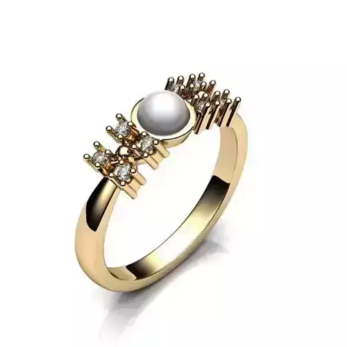 Jewelry Set gold ring with pearls and diamonds