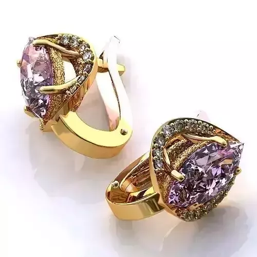 Jewelry Set amethyst ring with diamonds