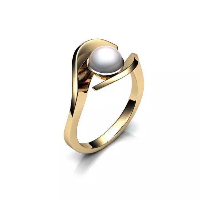 Jewelry Set gold ring with pearl 3D model