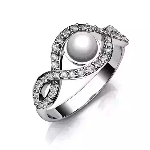 Jewelry Set infinity pearl and diamond ring
