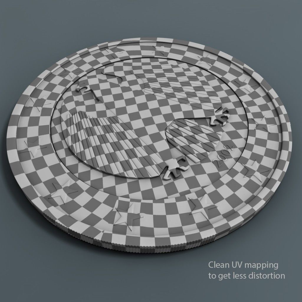 Euro Coin 3D model_8