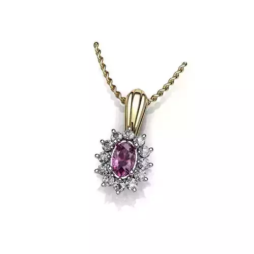 Jewelry Set oval sapphire and diamond pendant