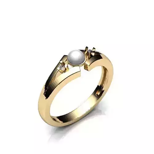 Jewelry Set gold ring with pearl and diamonds