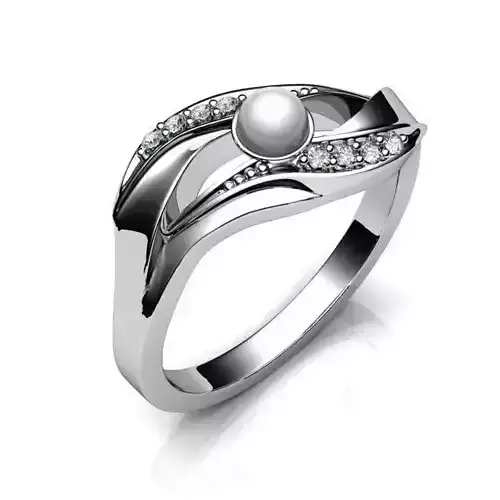 Jewelry Set pearl and diamond ring