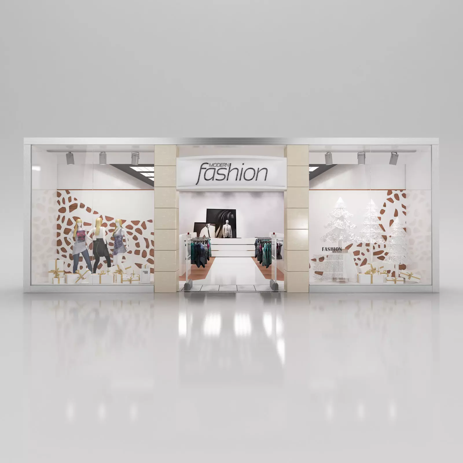 Shop window with clothes 3D model_0