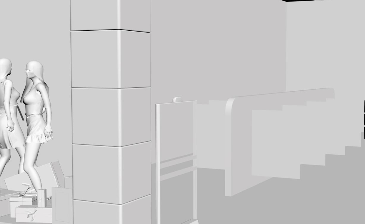 Shop window with clothes 3D model_2