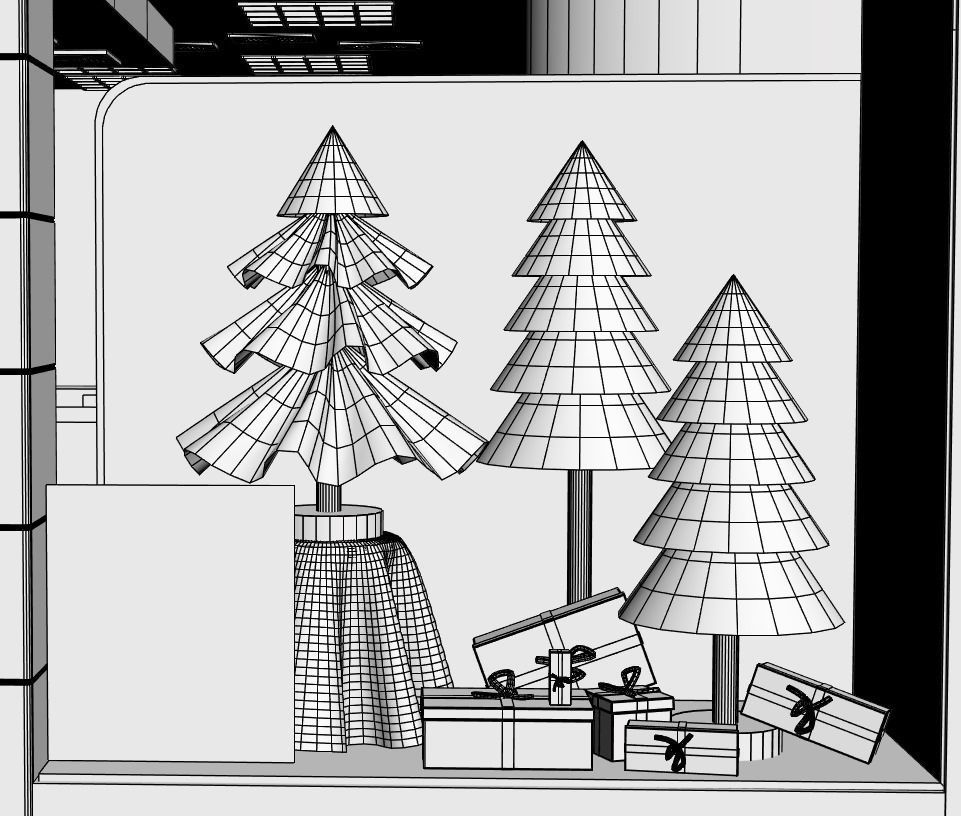 Shop window with clothes 3D model_4