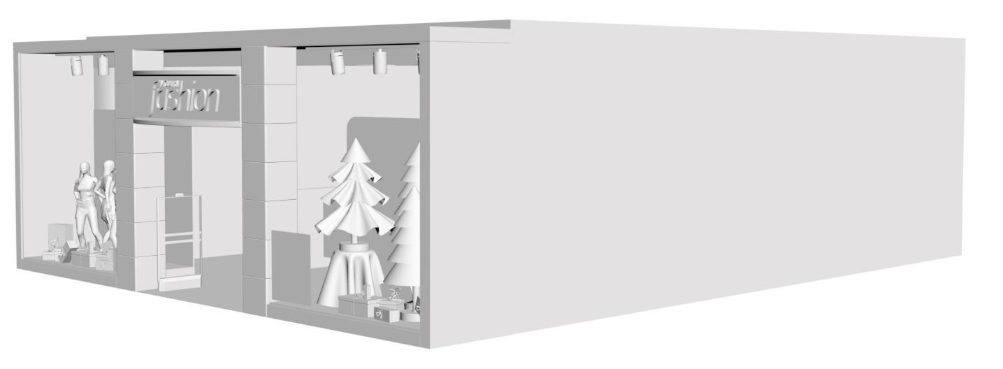 Shop window with clothes 3D model_3