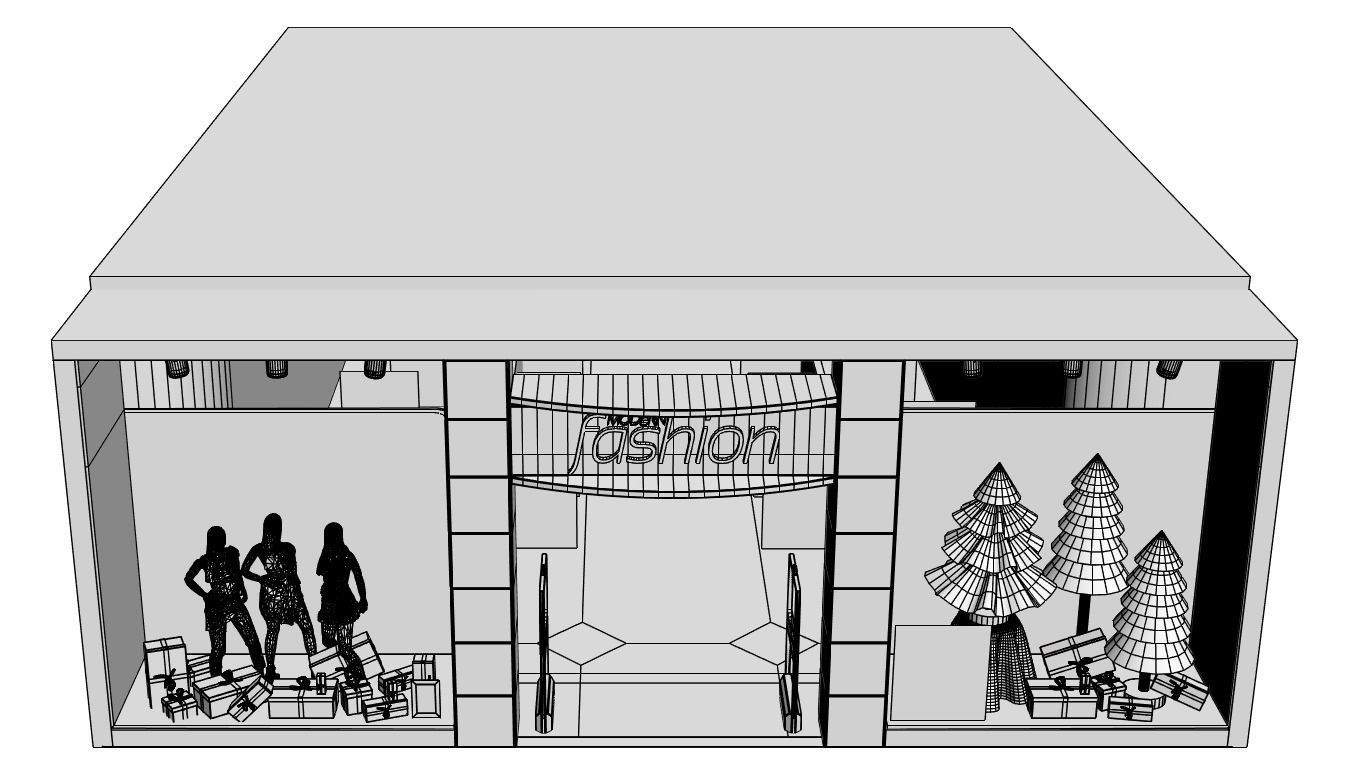 Shop window with clothes 3D model_6