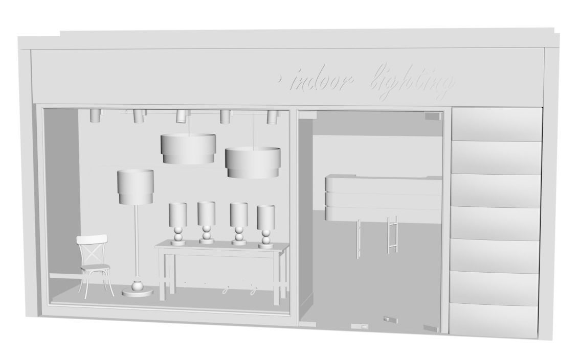 Shop window with indoor lightning 3D model_2