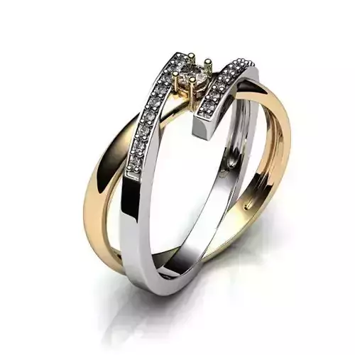 Jewelry Set two tone gold and diamond ring