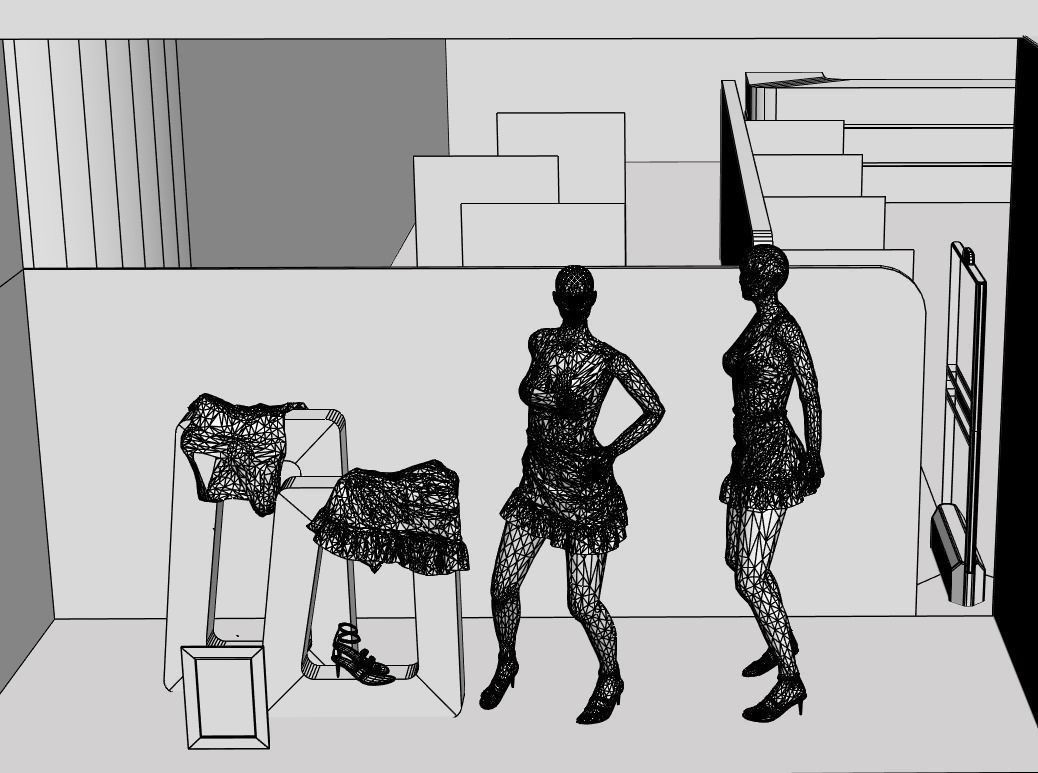 Shop window with womans clothes 3D model_4