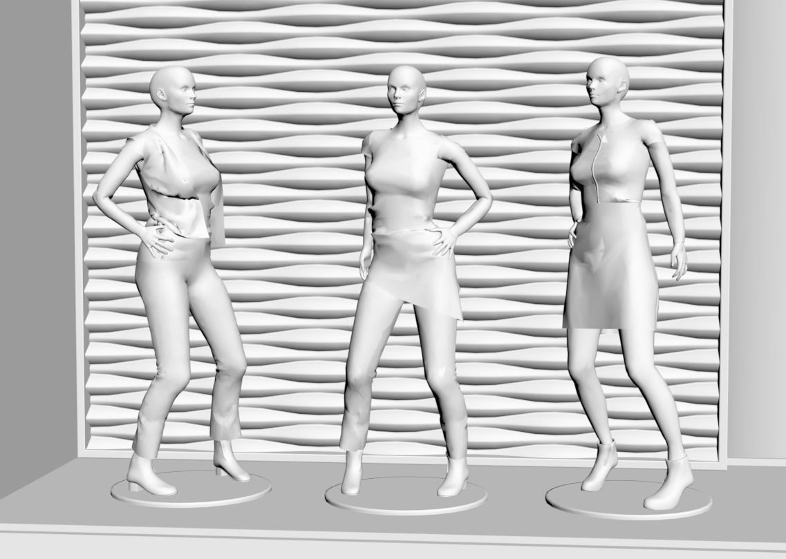 Shop window with womans clothes 3D model_3