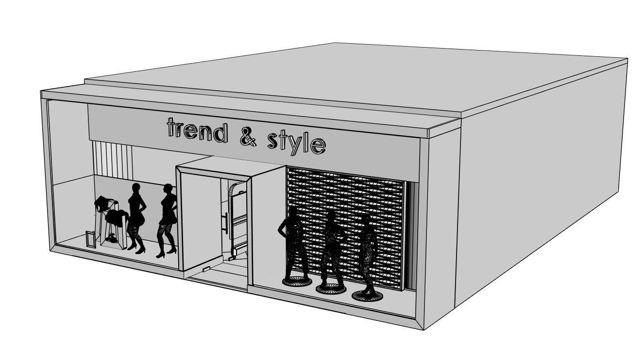 Shop window with womans clothes 3D model_5