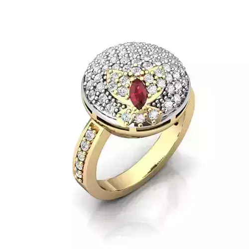 Jewelry Set gold ring with diamonds and rubies